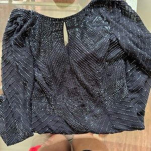 Black Sequin Long-sleeve mini dress